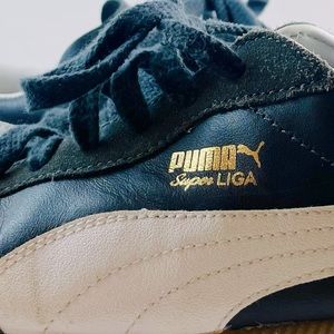 Puma Super LIGA OG Retro Mens Leather and Suede Navy/Blue Size US 10.5